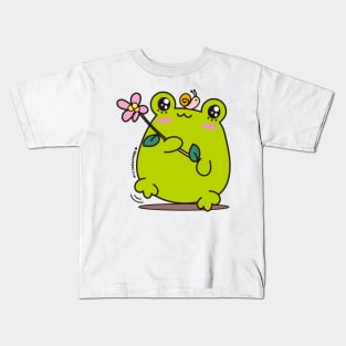 cute frog, kawaii frog cartoon Kids T-Shirt